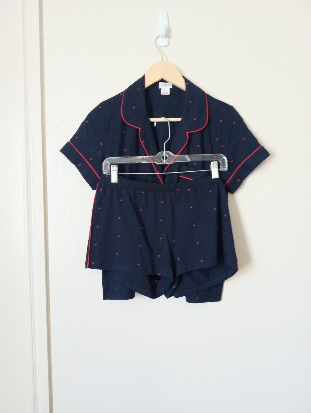 J.Crew Factory Navy Blue Red Sweetheart Matching Pajamas 2 Piece Set